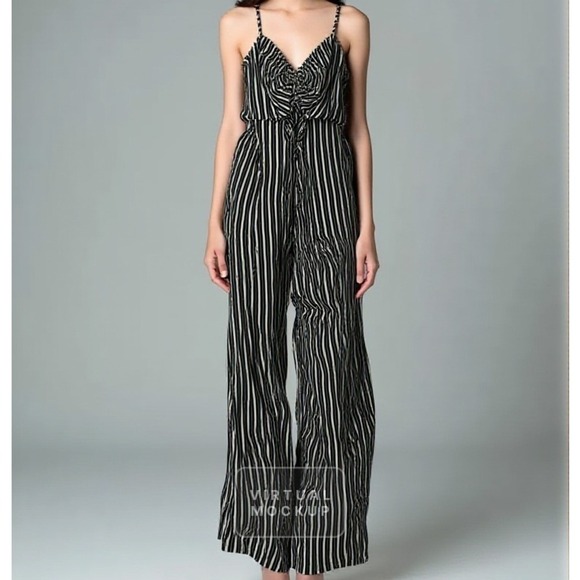 wild fable Pants - Wild Fable‎ Striped Wide-Leg Jumpsuit Size L